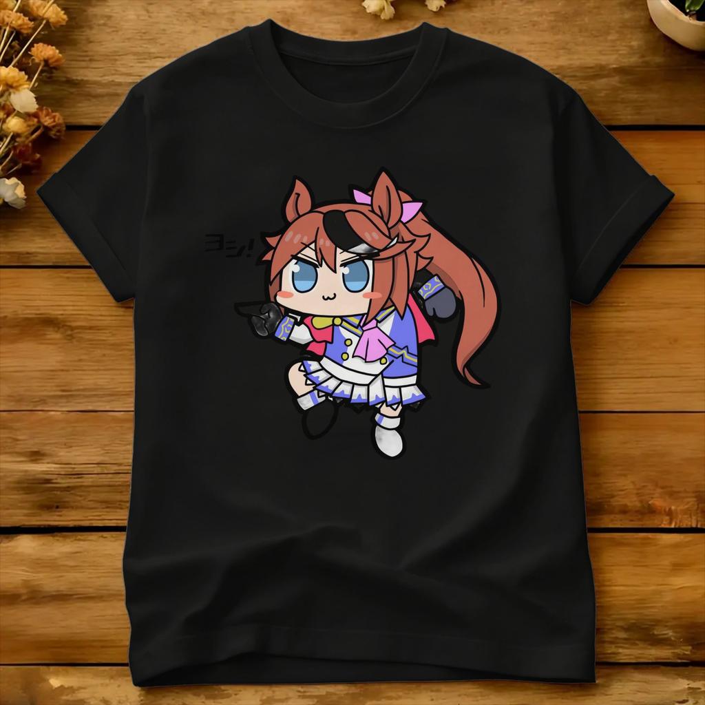 Уличная футболка Uma Musume Tokai Teio Чиби Динамичная Хлопковые футболки Хиппи футболка Для унисекс Пляж Y2k Топы с коротким рукавом