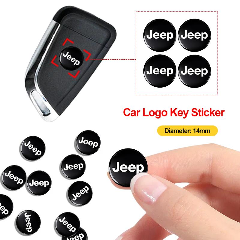 5Pcs 14mm Car Emblem Key Sticker Remote Control Key Logo Decal For Jeep Wrangler Grand Cherokee Avenger Compass Wagoneer Patriot AKR1