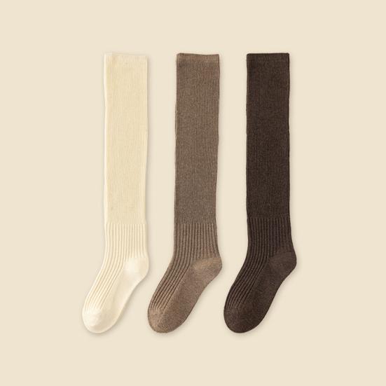 1 пара женских зимних чулок, толстые вязаные теплые однотонные эластичные противоскользящие, уютные, впитывающие пот, противоусадочные, мягкие женские носки без запаха с высокой трубкой