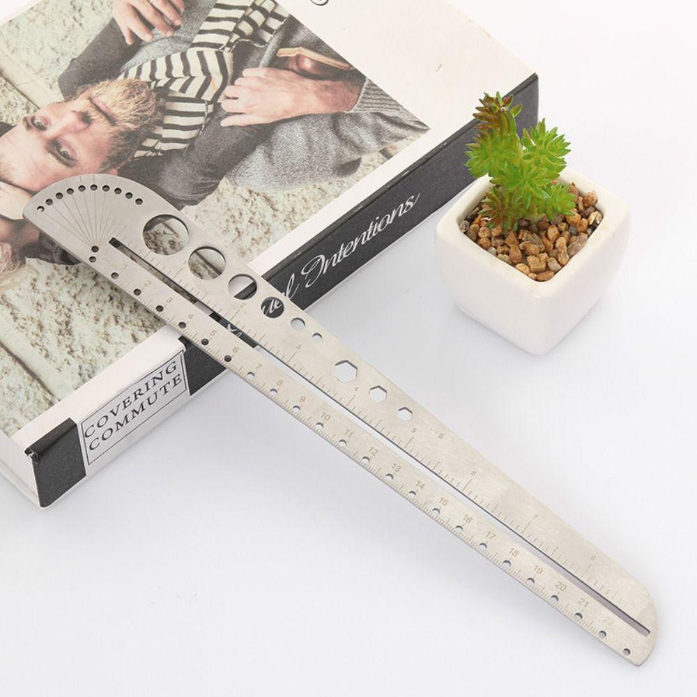 Stainless Steel Scale Ruler Multifunctional Ruler Durable Protractor Office Supplies