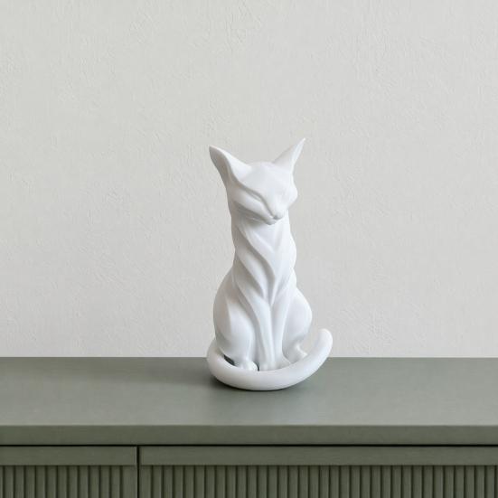 Скульптура кошки, 3D-печать, матовый белый, настольный декор с художественными линиями, домашние украшения для полки, минималистичный декор, подарок для любителей кошек