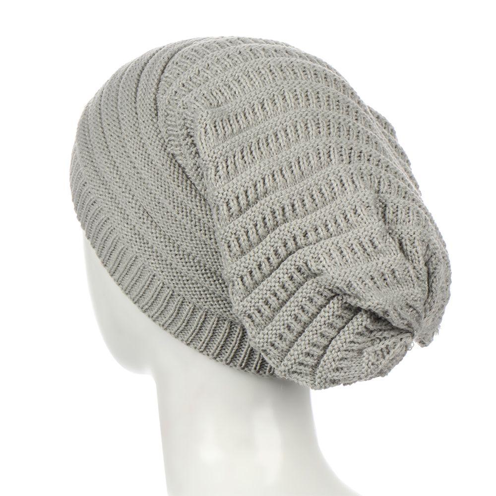 Unisex Striped Crochet Baggy Beanie Hat Ski Cap Knitted Hat