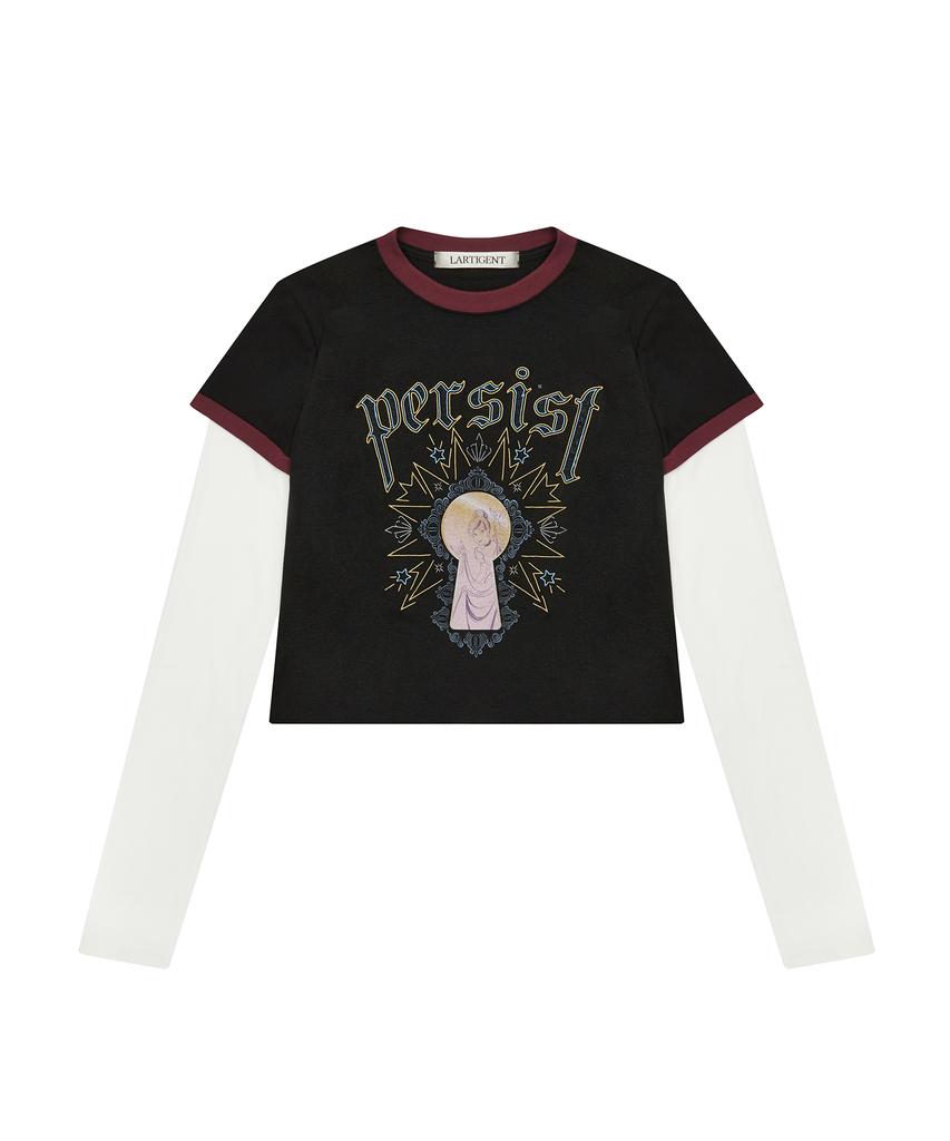 LARTIGENT [Disney] Cinderella_Layered T-Shirt(Black)