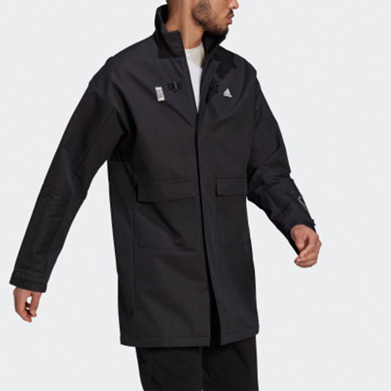 Adidas Long Woven Training Casual Sports Jacket Men Jackets Black GU1766