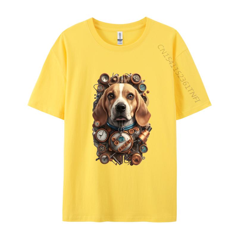 Funny Beagle Dog TShirt Mechanical Engineer Dog Cosie Printed Tops Tees Retro Cotton Men Top Tshirts