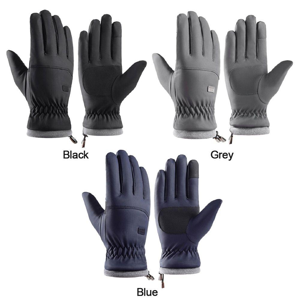 Screen Outdoor Sport Autumn Winter Thick Plush Full Finger Mittens Furry Warm Mitts Men Gloves