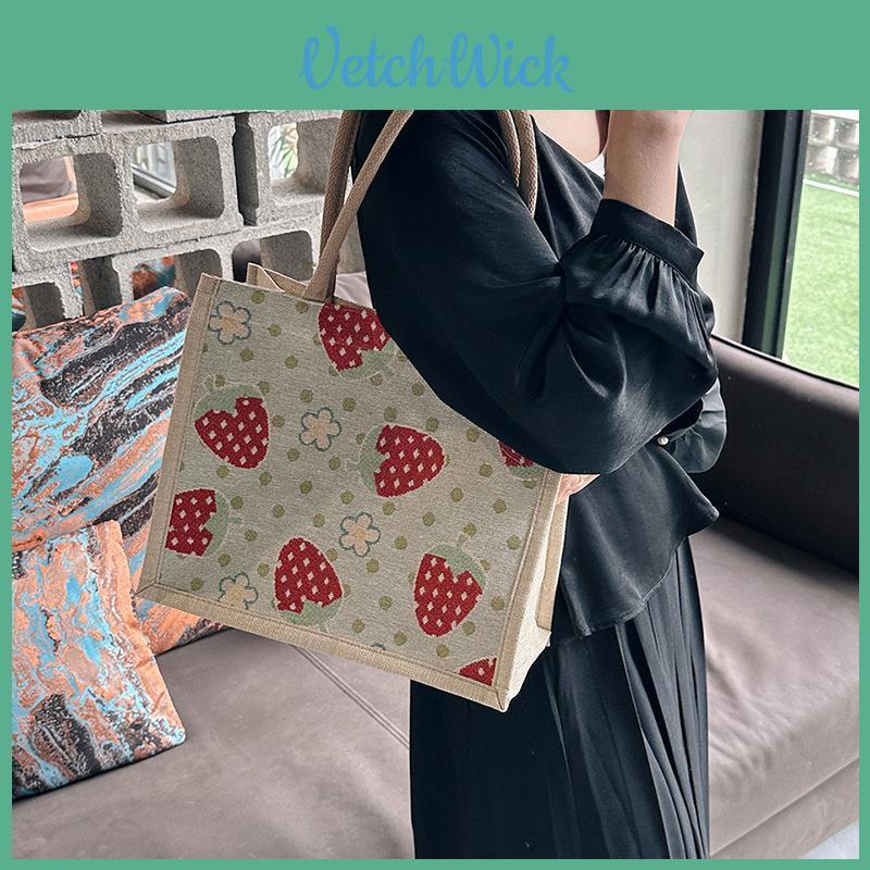 Trendy Linen Shoulder Bag With Double Straps For Shopping And Commuting