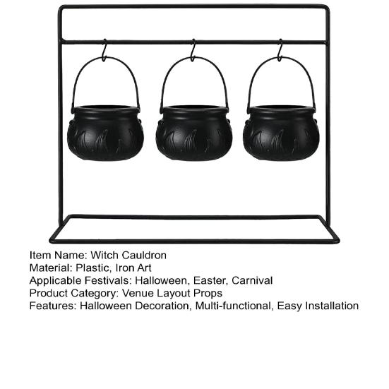 Хэллоуинский ведьминский котел на подставке Чаша для конфет на Хэллоуин Черный пластиковый держатель для конфет для украшения вечеринки на Хэллоуин