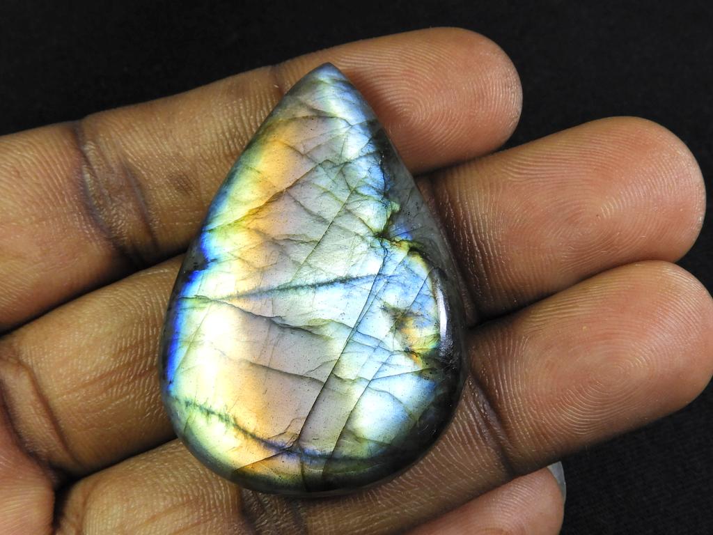 TOP GRADE!! NATURAL LABRADORITE PURPLE CABOCHON PEAR LOOSE GEMSTONE 105Cts. ET-445