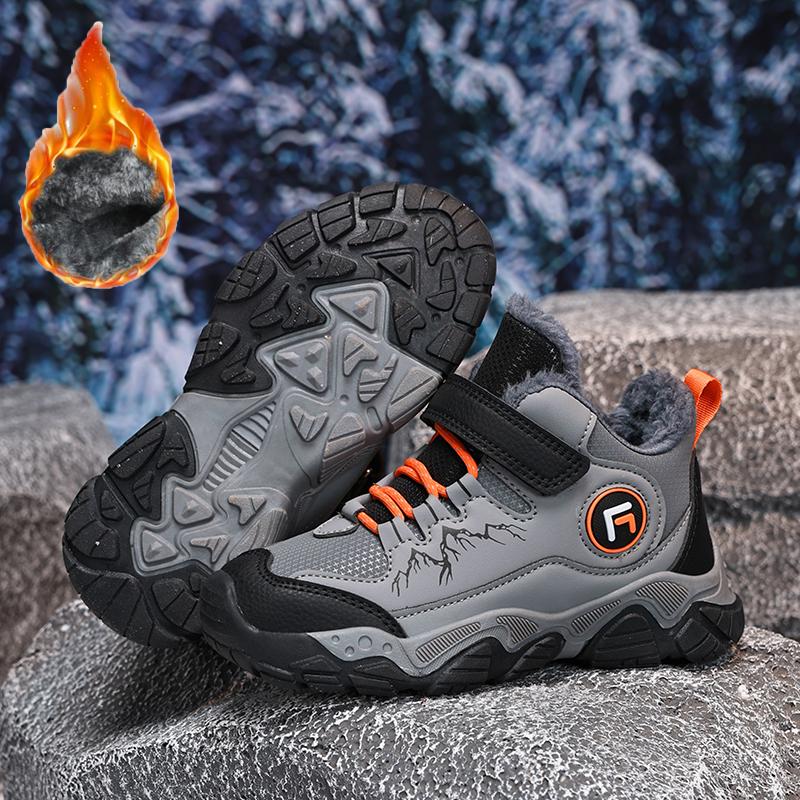 Детские теплые высокие хлопковые ботинки для активного отдыха на открытом воздухе, зимние ботинки, походная обувь, модные спортивные хлопковые ботинки 30-40