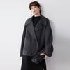 ELLE French Plaid Spliced Fashion Design Sheepskin Casual Loose Versatile Long Sleeve Double-Sided Wool Coat Women coats EN52470