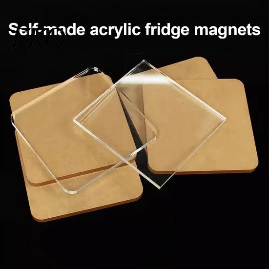 Fridge Magnet Decoration 10 Sets DIY Acrylic Kit, Square Refrigerator Crafts, Clear Picture Photo Holder for Home Office Kitchen Decor