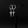 Men's Stainless Steel Cross Star Earrings - Neutral, Hip-Hop Punk Style, Non-Pierced Clips