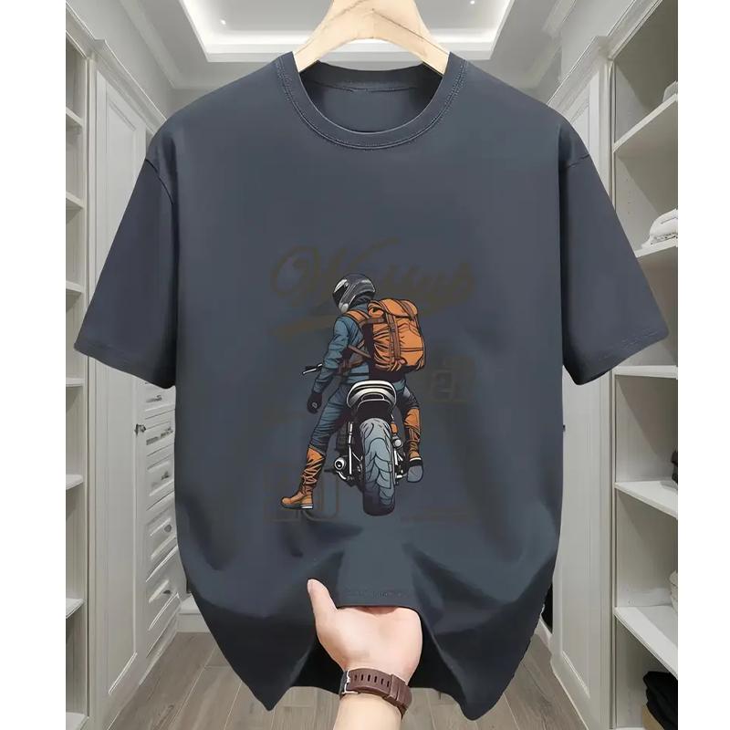 Новая летняя мужская модная футболка с принтом мотоцикла, мужская футболка, топ