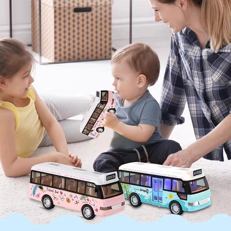 Детский звуковой световой тур школьный автобус модель мальчик девочка игрушка литой металл маленькие машинки машинки городской автобус трение силовые игровые игрушки подарок