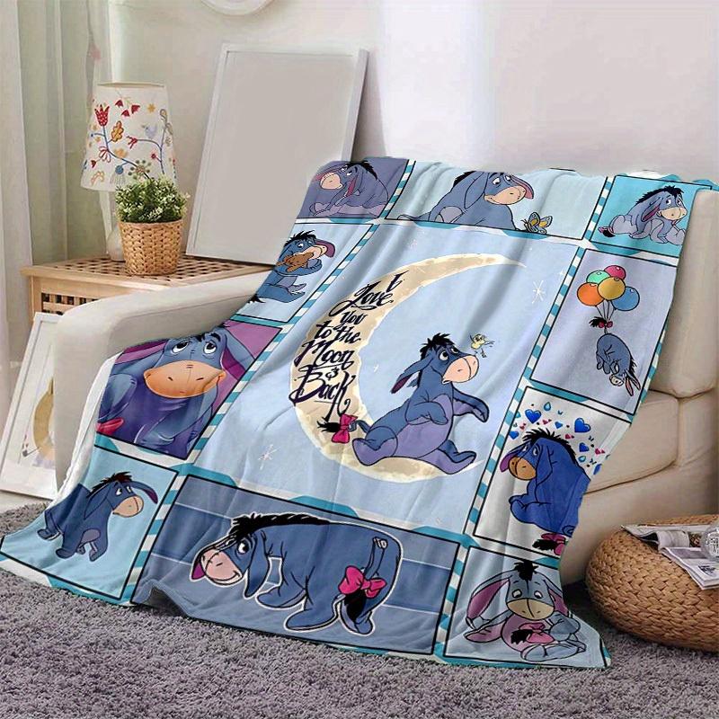 1pc, Adorable Eeyore Home Decor Blanket: A Cozy Flannel Throw for Your Living Room, Bedroom, or Outdoor Adventures. Perfect Gift Idea, Soft Sofa Blank