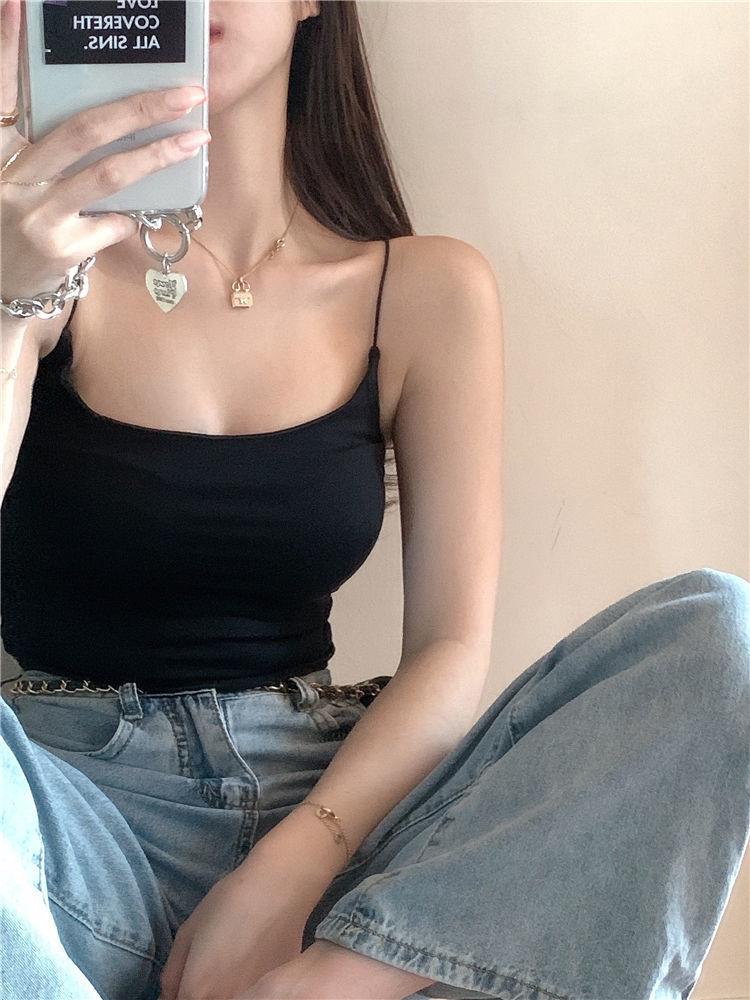 Модные укороченные топы, черная майка с бретелькой на бретельках, женские летние майки с открытой спиной, бретелька, повседневный топ без рукавов, женский укороченный жилет без рукавов