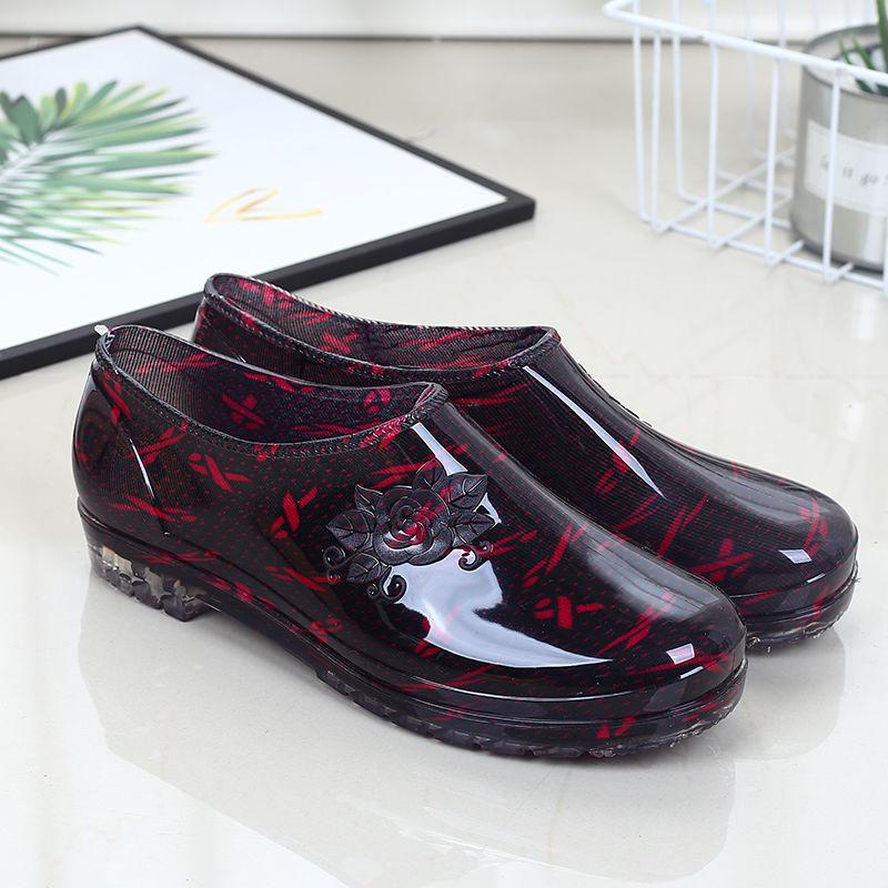 Spring and Summer Rain Shoes Women Fashion Low Help Yuanbao Water Boots Short Barrel Kitchen Non-skid Shoes Shallow Work Shoes Rubber Shoe Cove
