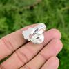 Natural Plume Agate Gemstone Promise Flower White Adjustable Ring 925 Silver