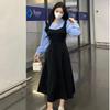 Two-Piece Contrast Color A-Line Dress for Autumn/Winter 2025