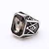 Men's Titanium Steel Ring Hip Hop Rock Red Large Gemstone Masonic Jewellery Accessories Gold Rapper Finger Ring