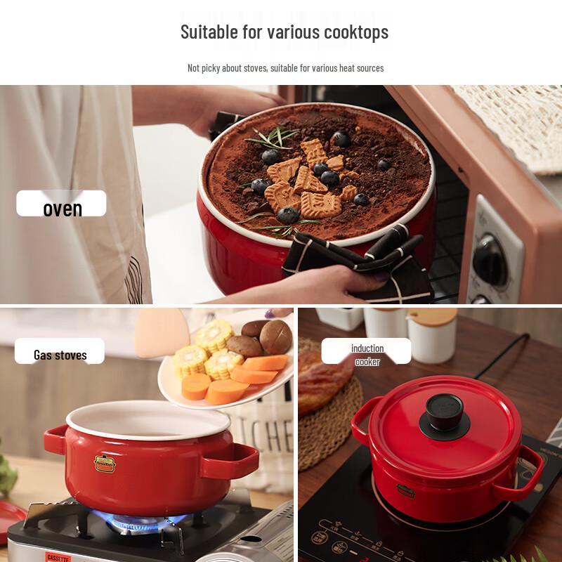 FUJIHORO Japanese Enamel Deep Soup Pot 22CM