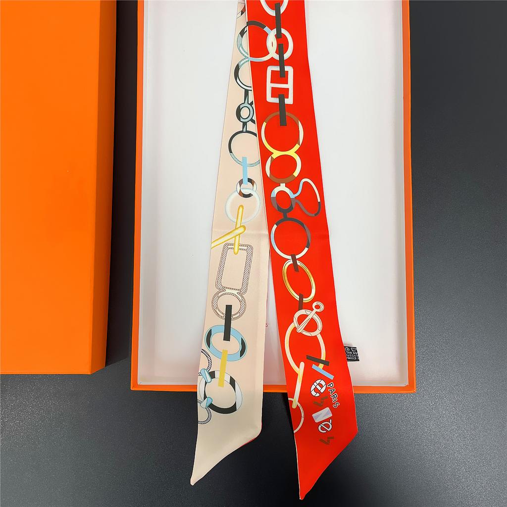 2024 Бренд Дизайн Клетчатый Шелковый Шарф Роскошный Шарф Женский Фуляр Узкая Сумка Шарфы Шейный Платок Для Женщин Модная Повязка На Голову Для Волос