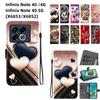 Handmade PU Leather Flip Case for Infinix Note 40 / Note 40 5G (X6853/X6852) Anti-Slip Shockproof Cover with Wrist Strap & Heart/Rose Cat Designs