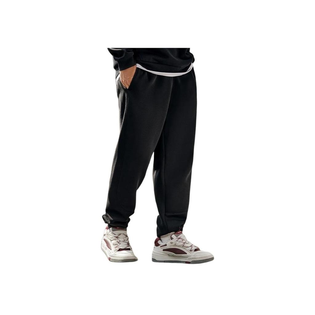 Мужские спортивные штаны Li Ning Sports Lifestyle Series, однотонные, со средней талией, зауженные книзу, черные AKLT751-1