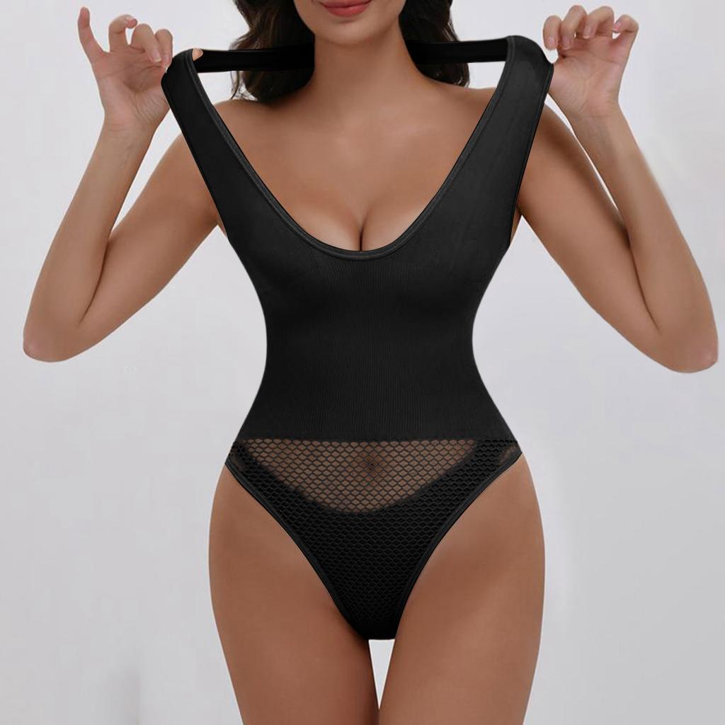 Женский модный боди-комбинезон для формирования фигуры, утягивающий талию, с поддержкой груди, Push-Up, с вырезом на шее, без спинки, с трусиками