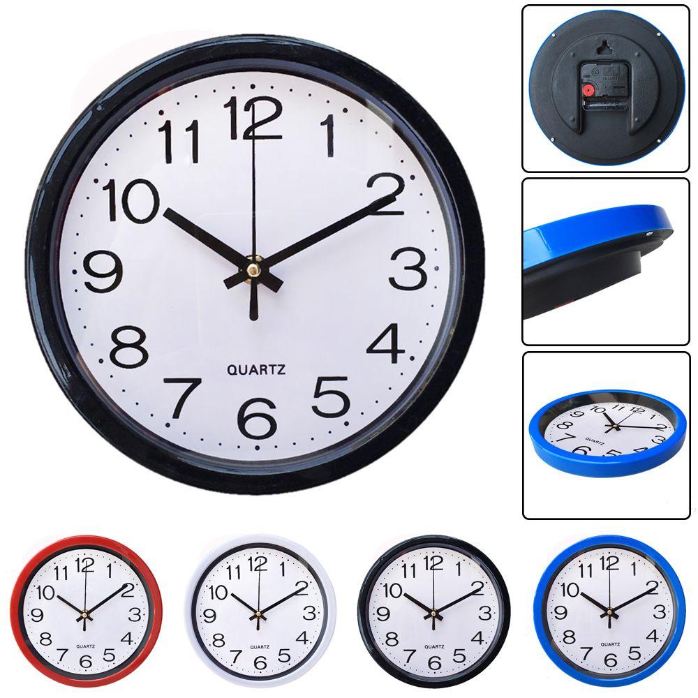 1 PC Round Bedroom Kitchen Silent Wall Clock Quartz Bell Sweep Second Movement