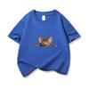 Kids Cotton T Shirt Peeking Bengal Cat Print Crew Neck Short Sleeve Tee Casual Breathable Boys Girls Summer Tops
