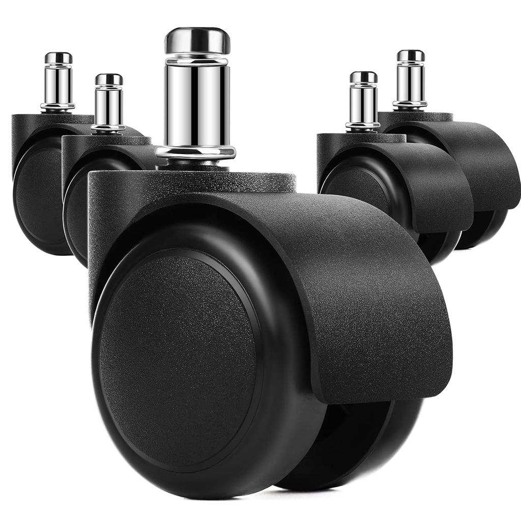 MaxGear 2" Office Chair Wheels Heavy Duty Replacement, Mute Rubber Rotating Desk Chair Caster Wheels, Safe for All Floors Including Hardwood,