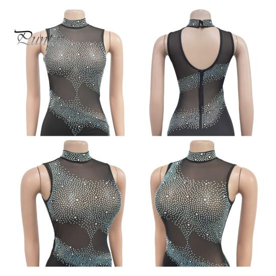 Женское вечернее платье со стразами, сетка в стиле пэчворк, без рукавов, облегающее, с круглым вырезом, свадебное, вечернее, макси-платье для выпускного вечера, официального банкета