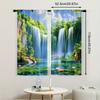 2pcs Waterfall & Tree Scenery Print Semi-Blackout Curta - Rod Pocket, Machine Washable, Fade Resistant Polyester Window Panel