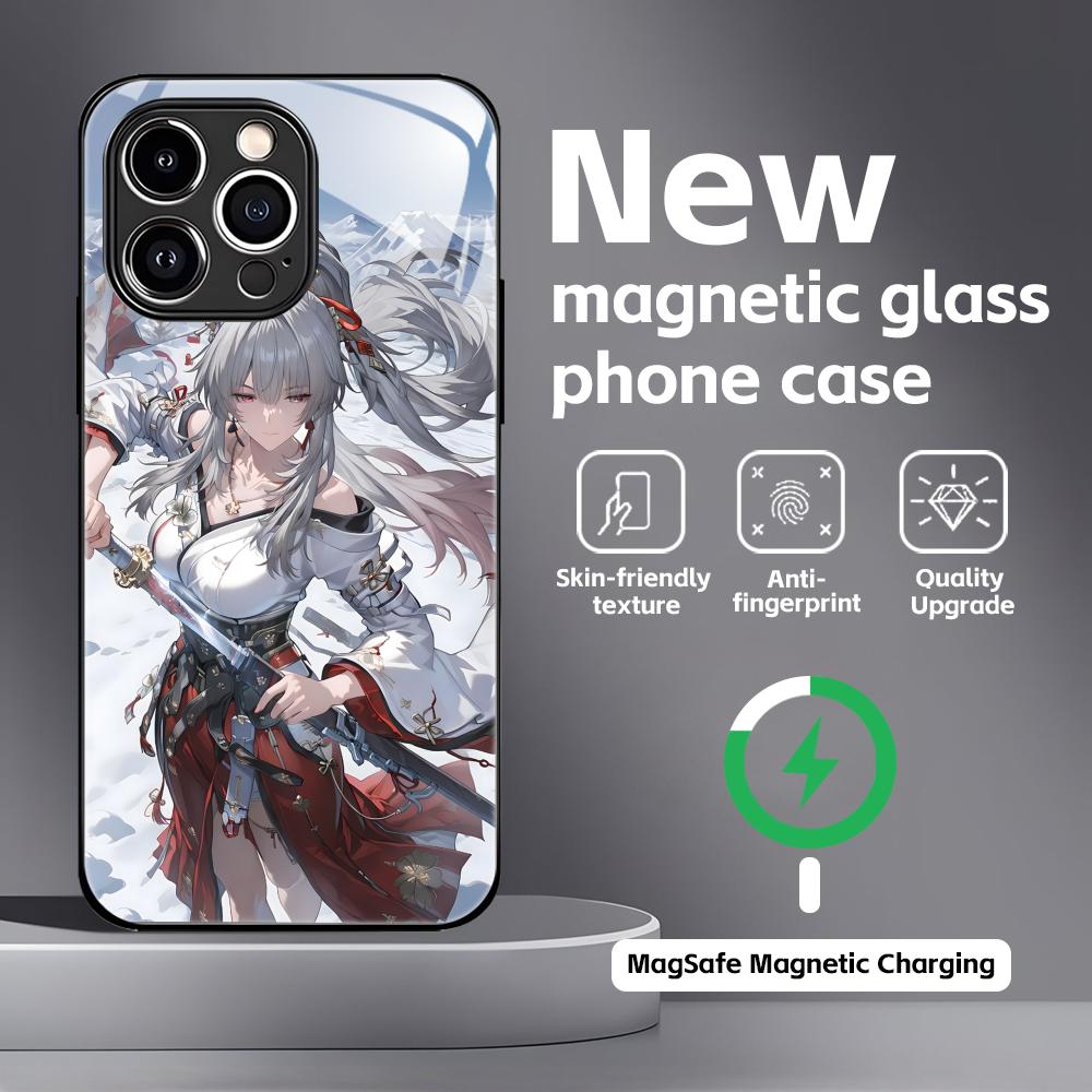 Чехол для телефона Wuthering Waves Hiyuki для iPhone 17 16 15 14 13 12 11 X XR XS 8 Plus Mini Pro Max Стеклянный Магнитный Чехол