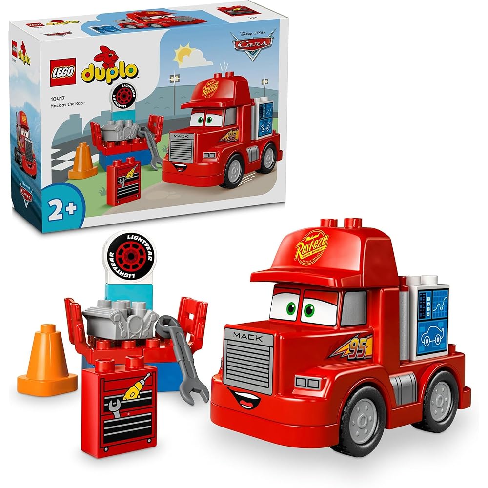 LEGO DUPLO Race Track Toy Set for Kids 1.5-4 Years Old with Vehicles and Blocks 10417