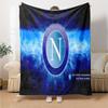 Electric Blue Napoli Logo  Flannel Blanket, Soft Polyester, Modern Design, All-Season for Camping, Travel, Gifts for holidays or birthdays