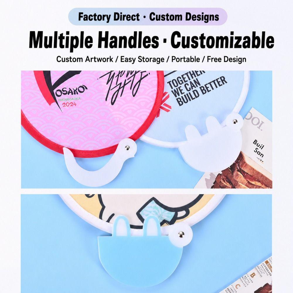 Polyester Portable Cooling Fan Summer Round Handheld Fan New Foldable Hand Fan Outdoor Activities