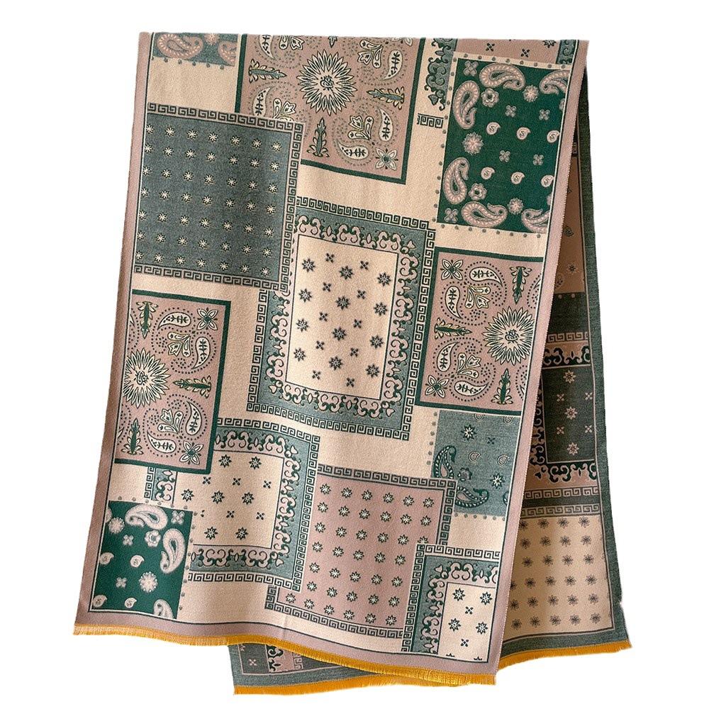 Plaid Imitation Cashmere Scarf Women'S Warm Letters Thickened Versatile Shawl Thick Jacquard Scarf