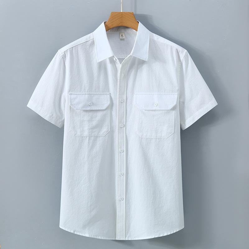 American Short Sleeve Shirt Men Summer Shirt Pure Cotton Casual Men Tops Youth Double Pockets Shirt New Fashion Men Clothing
