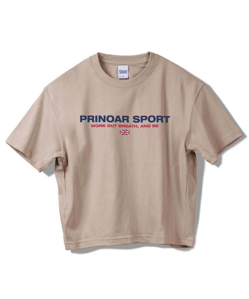 PRINOAR Спортивная укороченная футболка с коротким рукавом - Имбирно-бежевый