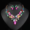 3pcs Luxurious Palace Style Ladies' Teardrop Shaped Rhinestone Necklace Earrings Exquisite High-end Banquet Party Zircon Set