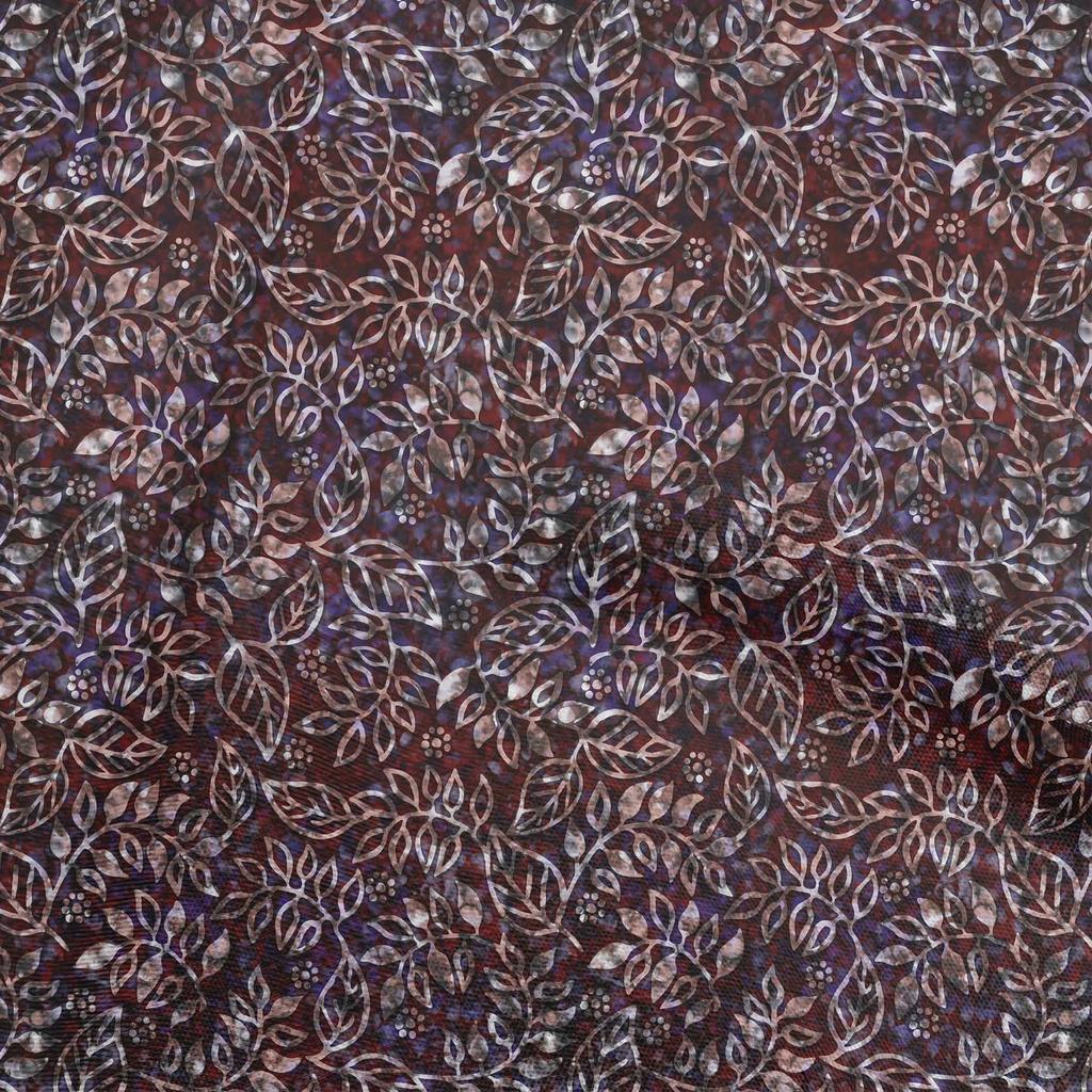 oneOone Хлопковая гибкая коричневая ткань, азиатский батик, мотив листьев, принадлежности для квилтинга, швейная ткань с принтом, 40 дюймов в дворе