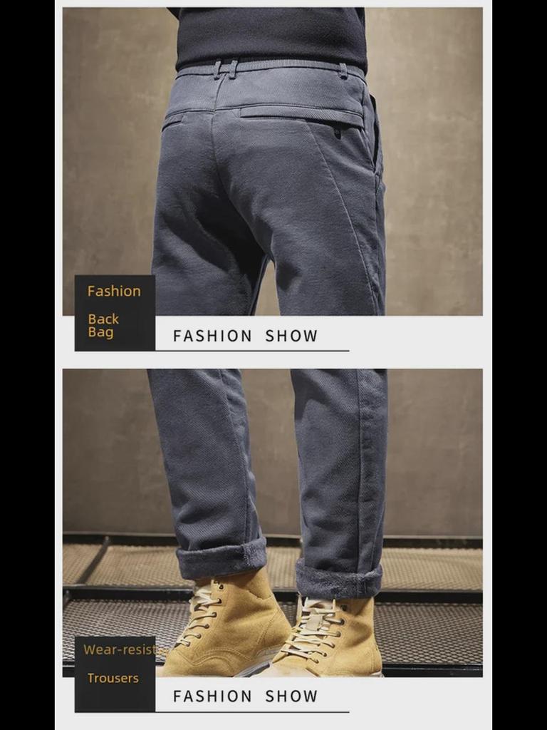 Мужские универсальные узкие эластичные джинсы — модные, удобные, мягкие, прямого кроя с добавлением бархата