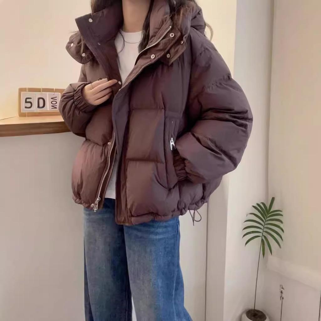 Пуховик женский короткий большого размера свободный хлопковый пуховик маленький человек с капюшоном теплый повседневный жакет