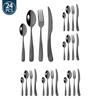 24Pcs Silver Gold Tableware Sets Stainless Steel Cutlery Steak Knife Tea Fork Coffee Spoon Flatware Dinner Kitchen Dinnerware