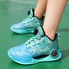Boys' Shoes Leather Top Waterproof Sports Shoes Students Rotary Buckle Children's Basketball Shoes Combat Shock Absorption