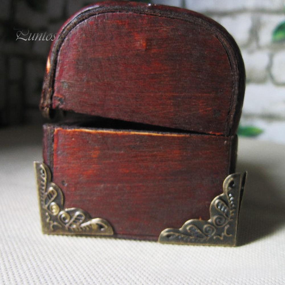 Puntos 4Pcs 25mm Antique Triangular Corner Bracket Hardware Luggage Case Protector