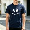 Футболка с принтом Grunge Smile Face Мягкий хлопковый топ с коротким рукавом для унисекса Дерзкий стритвир Повседневная городская мода